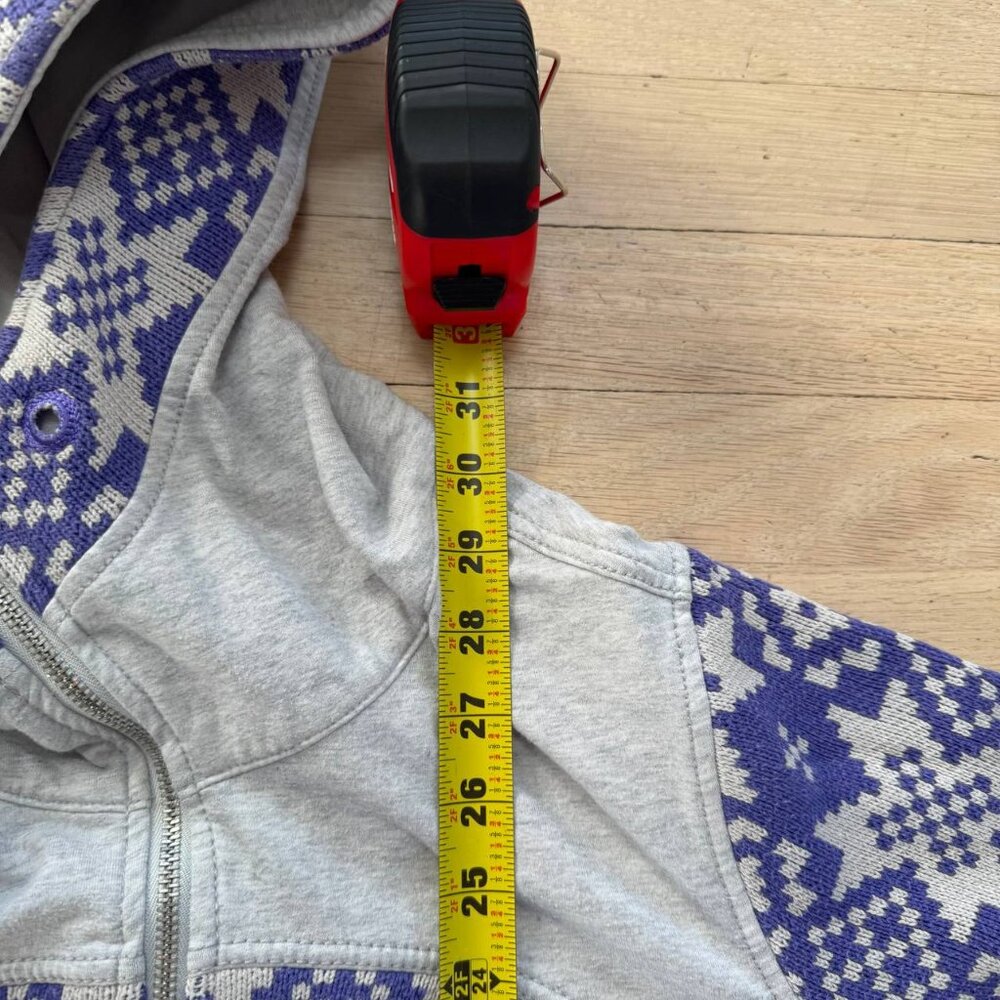 Lululemon Special Edition Fair Isle Scuba Hoodie Purple-Gray Knit Panels Size 12 - Picture 7 of 9